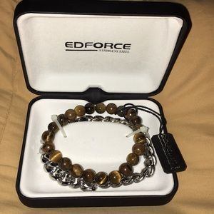 NWT EDFORCE Stainless Steel/Tiger’s Eye Bracelets